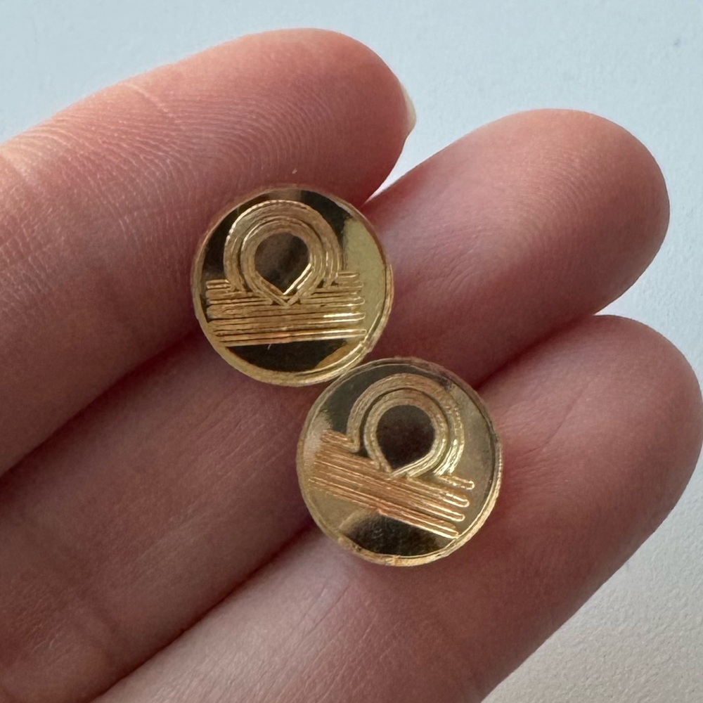 Libra Stud Coin Circle Earrings